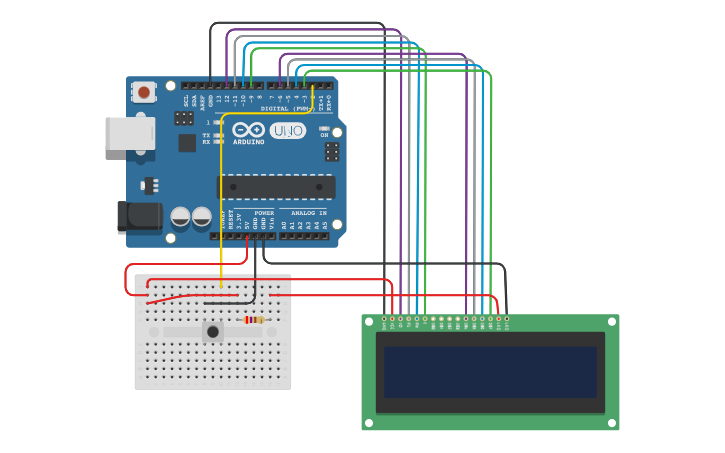 Circuit design Arduino LCD Game - Tinkercad