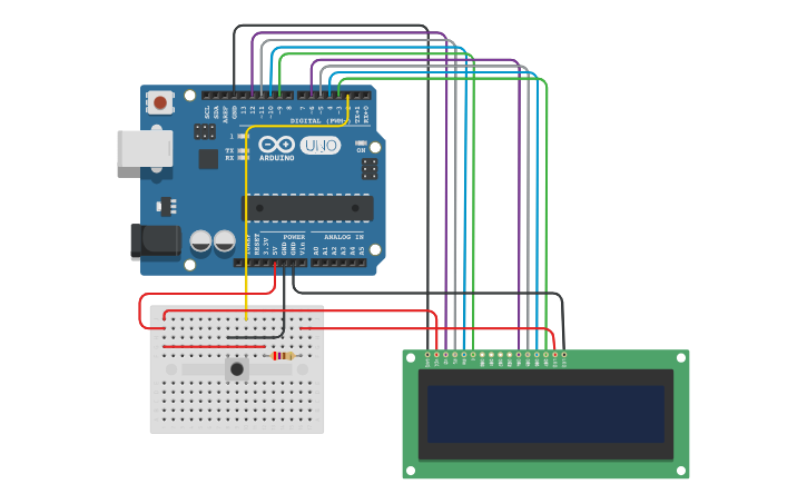 Circuit design Arduino LCD Game - Tinkercad