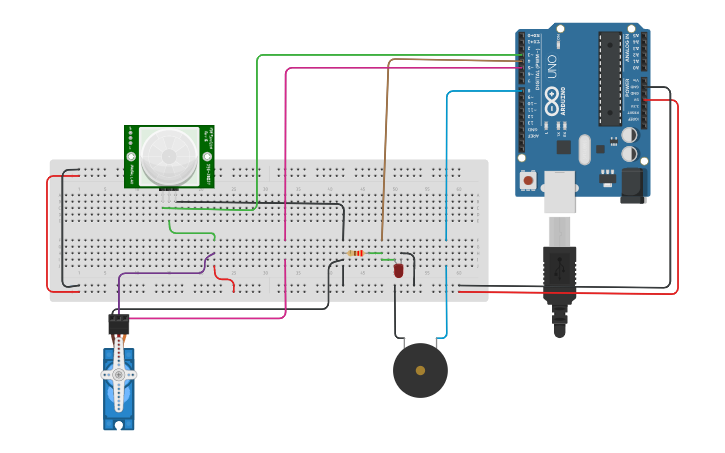 Circuit design Security Sensor - Tinkercad