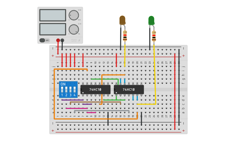 Circuit design T Flip Flop using NAND gates - Tinkercad