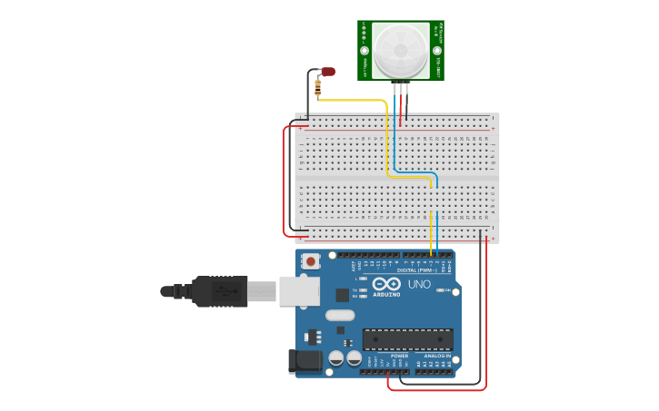 Circuit design SENSOR PIR | Tinkercad