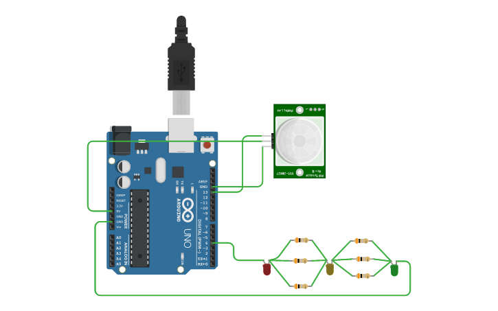 Circuit design pir sensor - Tinkercad