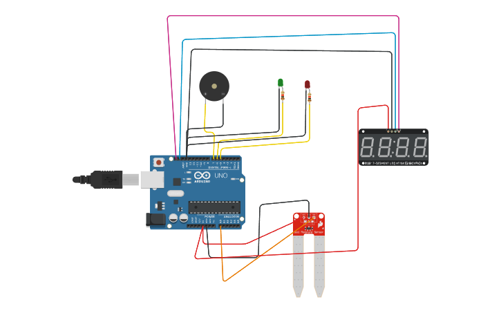 Circuit design IOT based soil moisture monitoring - Tinkercad
