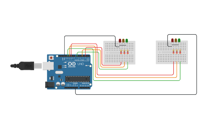 Circuit design Two way traffic light sequence-Ifwat ECE01 - Tinkercad