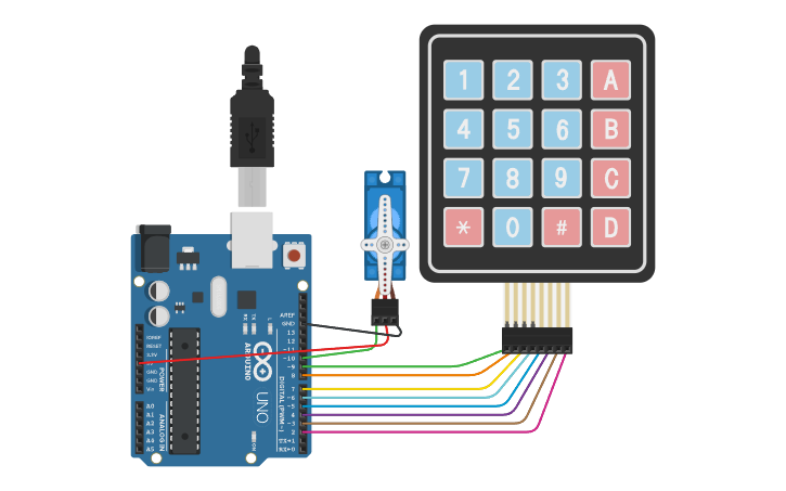 Circuit design keypad lock smart grid - Tinkercad