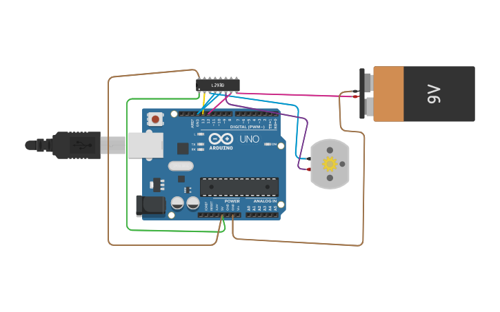 Circuit design DC MOTOR INTERFACING - Tinkercad