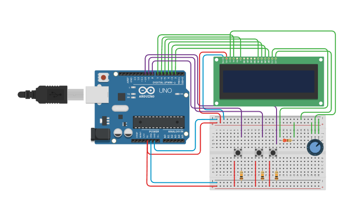 Circuit design GAME ARDUINO LCD 1602 - Tinkercad