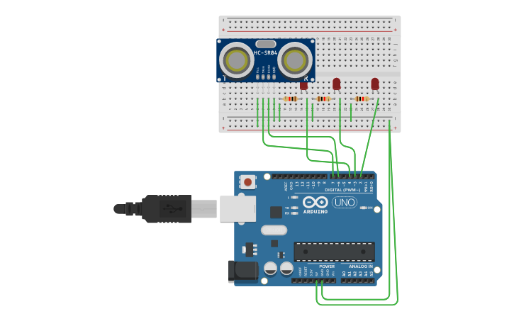 Circuit design ULTRASONIC SENSOR ARDUINO - Tinkercad