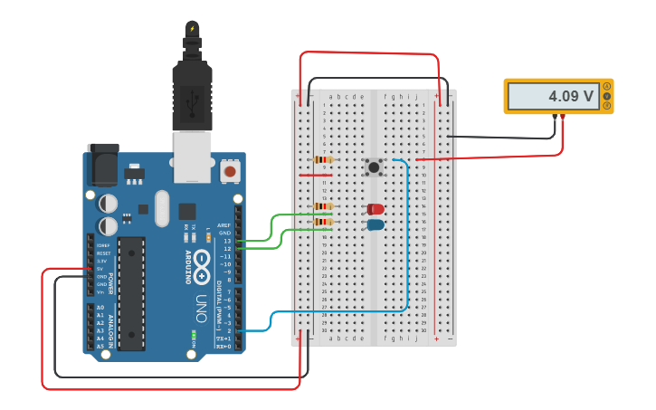 Circuit design Arduino LED board - Tinkercad