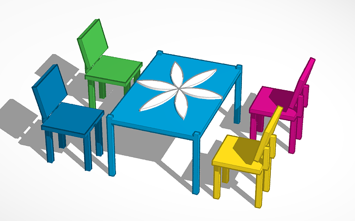 Masa Sandalye Takimi Tinkercad