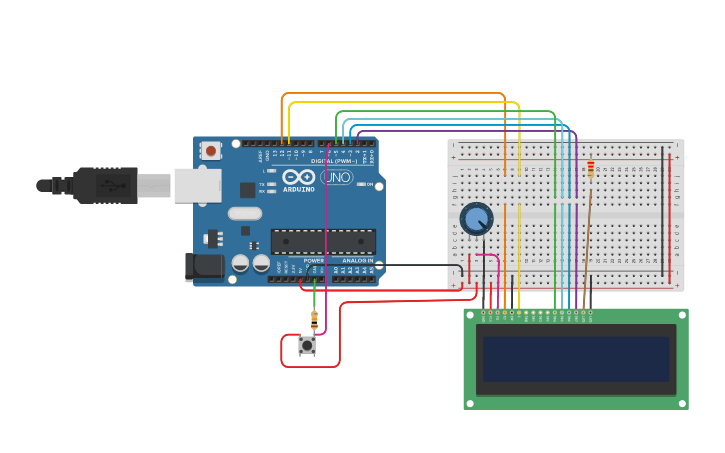 Circuit design LCD with IC2 alternate code available | Tinkercad