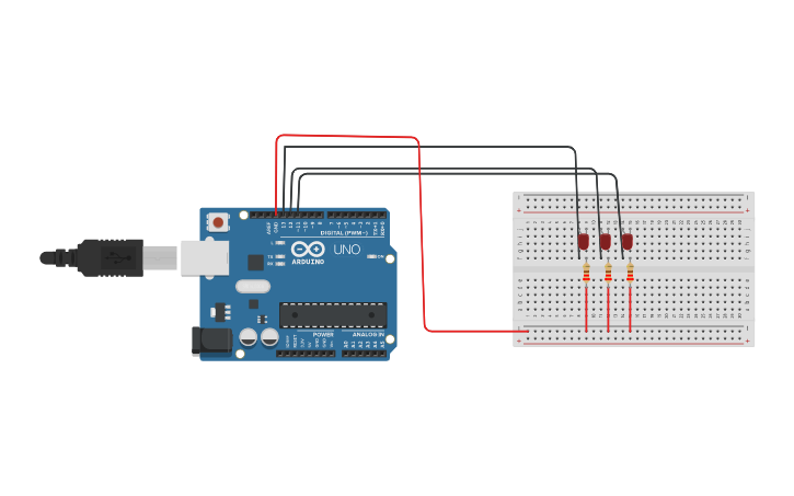 Circuit design for loop with arduino - Tinkercad