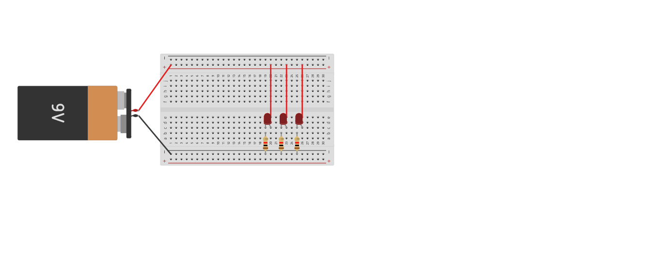 Circuit design LEDs in Parallel - Tinkercad