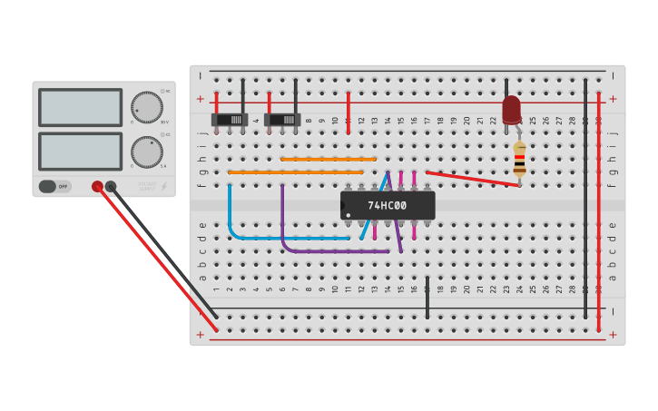 Circuit design XOR using only NAND gate - Tinkercad