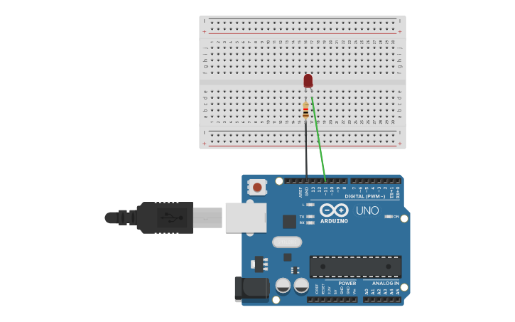 Circuit design leb1วงจรledไฟกระพริบarduino uno - Tinkercad