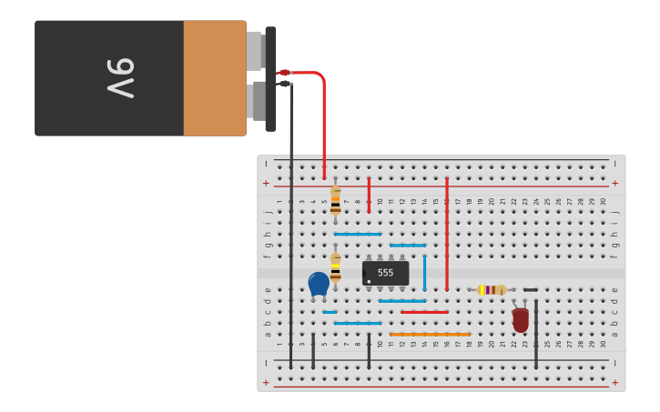 Circuit Design 1hz 555版 Tinkercad