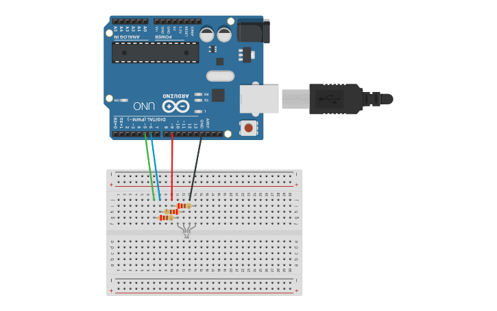 Circuit design RGB - Tinkercad
