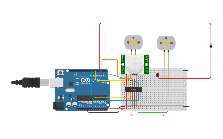 Circuit design DC Motor interfacing using L293D - Tinkercad