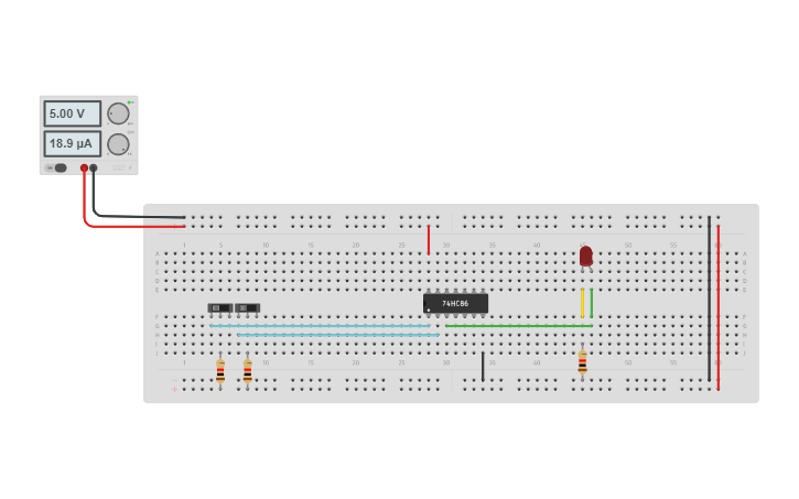 Circuit design XOR GATE | Tinkercad