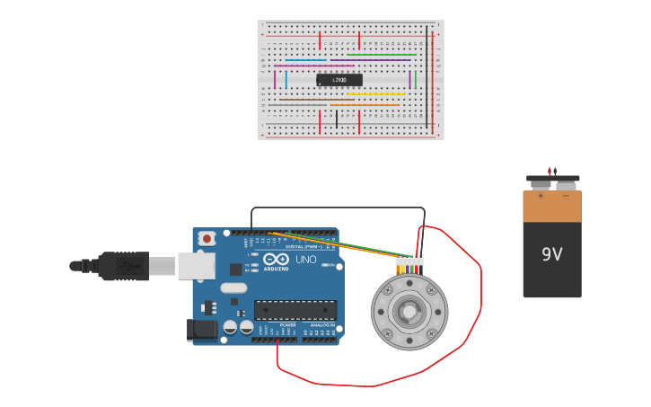 Circuit design Stepper Motor stepper L293D - Tinkercad