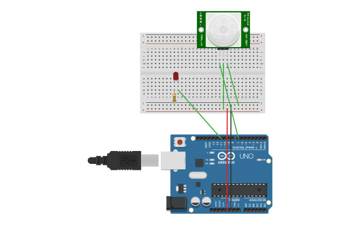 Circuit design PIR - Tinkercad