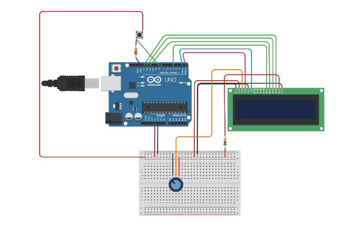Circuit design LCD display - Tinkercad