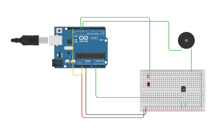 Circuit design Fire Alarm | Tinkercad
