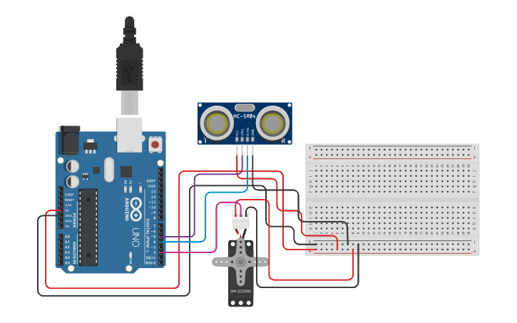 Circuit design Arduino Smart Ultrasonic water Dispenser - Tinkercad