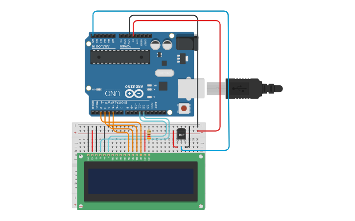 Circuit design Sanchez_TMP36 Temperature Sensor with LCD - Tinkercad