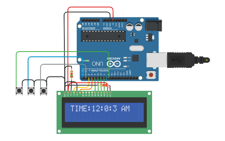 Circuit design Digital Clock - Tinkercad