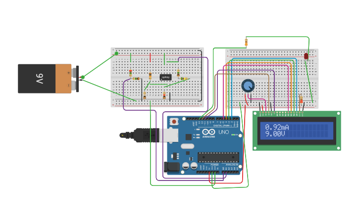 Circuit design battery management using arduino - Tinkercad