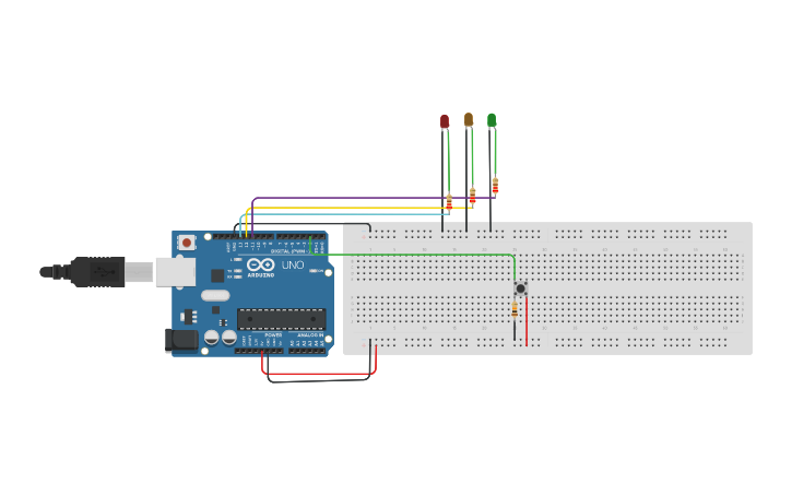 Circuit design Code loop (x10) simulation - Tinkercad
