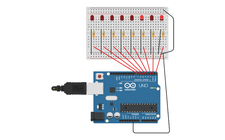 Circuit design Counting in Binary - Tinkercad