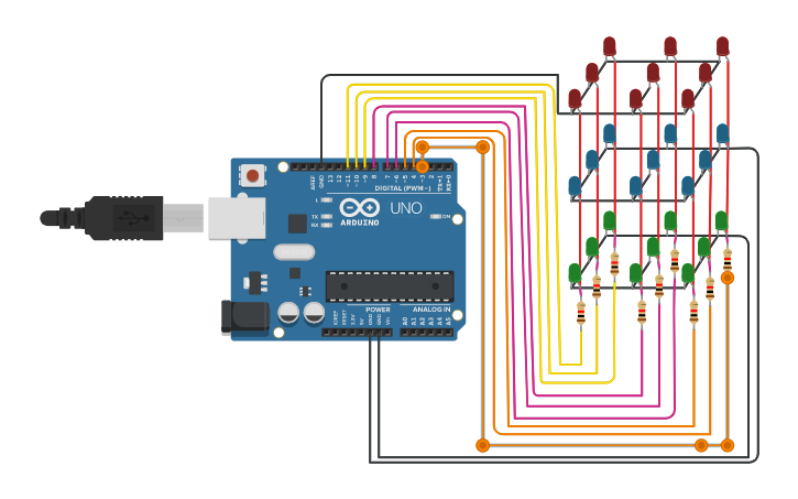 Circuit design Cubo de Led Mariana | Tinkercad
