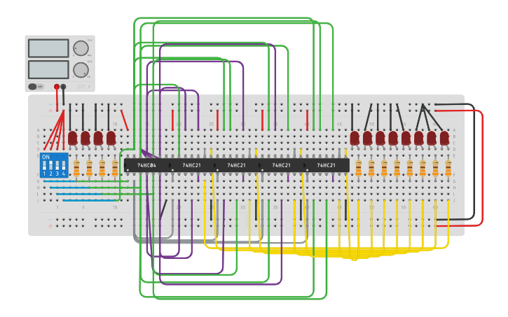 Circuit design Implementation of 3*8 Decoder - Tinkercad