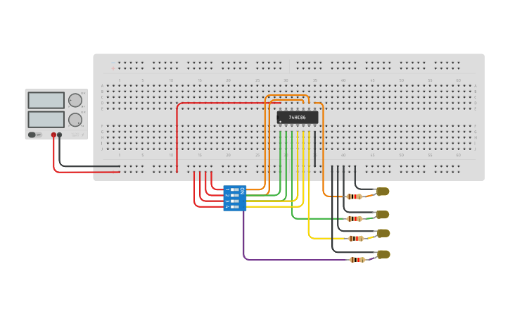 Circuit design BINARY TO GRAY CODE CONVERTOR | Tinkercad