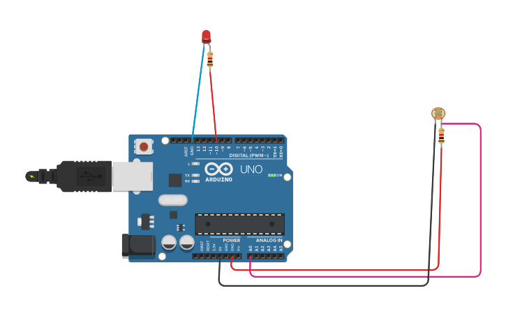 Circuit design ระบบเปิดปิดไฟอัตโนมัต - Tinkercad