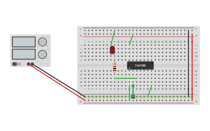 Circuit design 74HC08 - Tinkercad