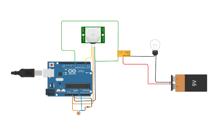 Circuit design Smart Lighting System - Tinkercad