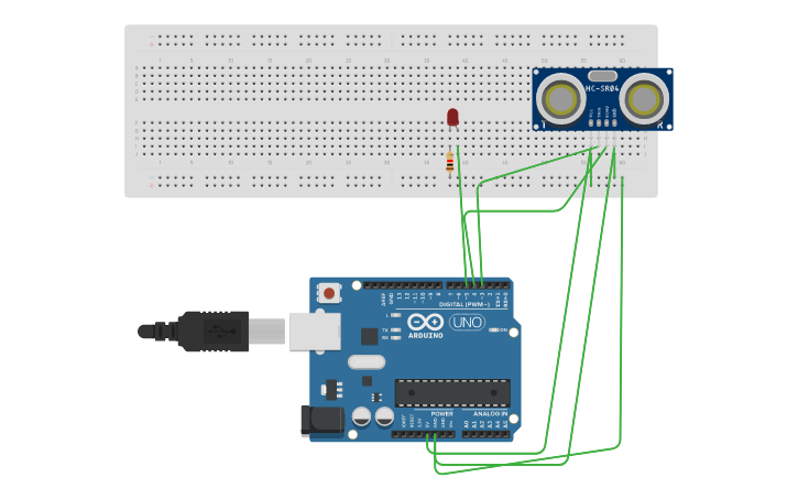 Circuit design Sensor de Ultra Sonido | Tinkercad