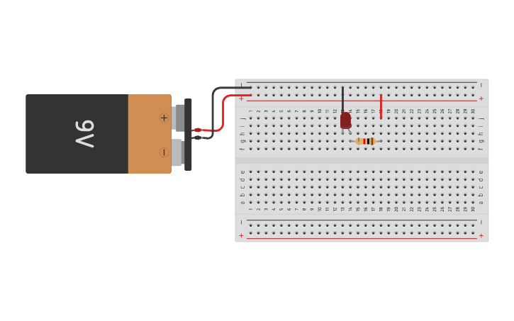 Circuit design ¿Cómo conectar un led en el protoboard? - Tinkercad