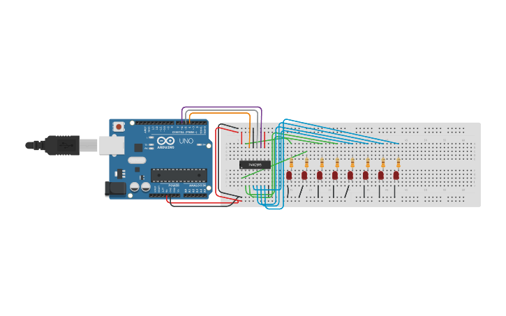 Circuit design Shift Register DEMUX - Tinkercad