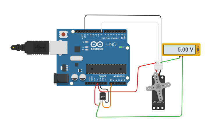 Circuit Design Lm35 Servo Tinkercad