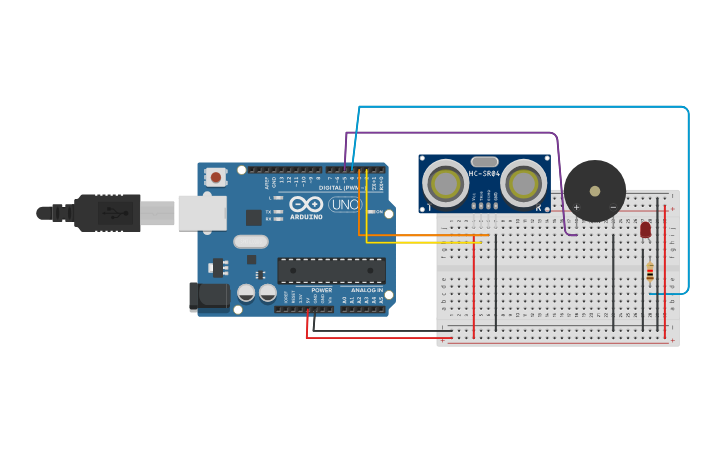 Circuit design SENSOR DE ESTACIONAMIENTO - Tinkercad