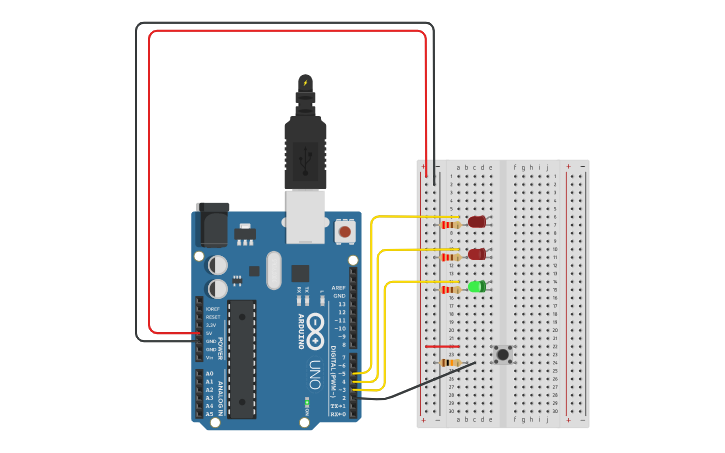 Circuit design Arduino with led's - Tinkercad