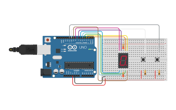 Circuit design 0-9 Up-Down Counter - Tinkercad