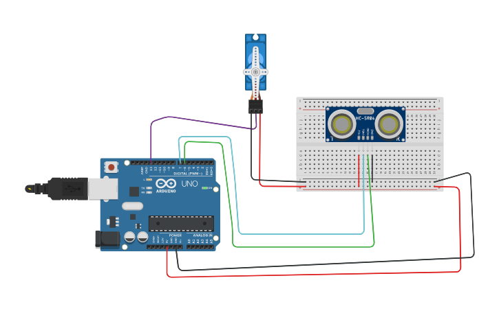 Circuit design circuito servomotor - Tinkercad