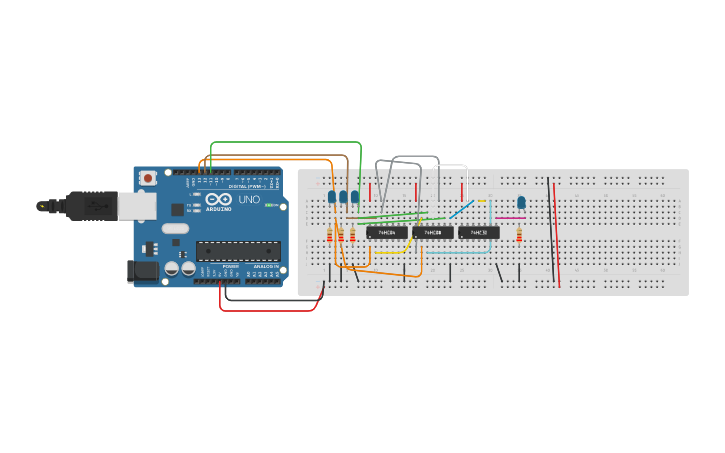 Circuit design Practica.Circuito lógico Digital (No.11) | Tinkercad