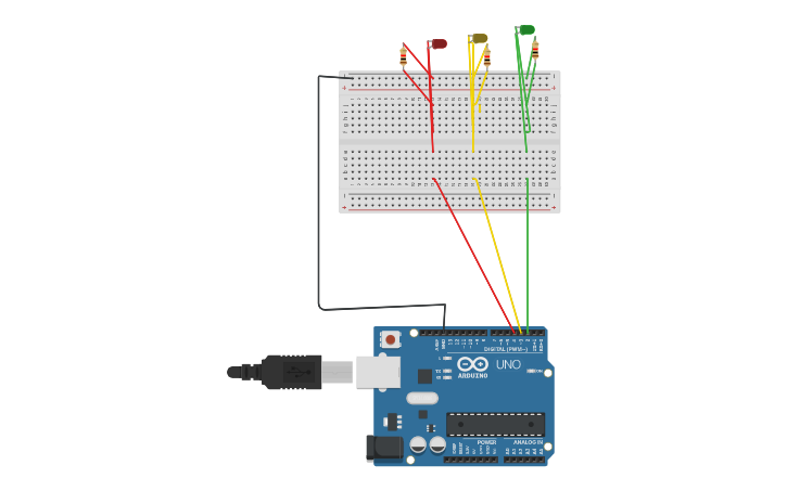Circuit design Traffic light by using arduino | Tinkercad