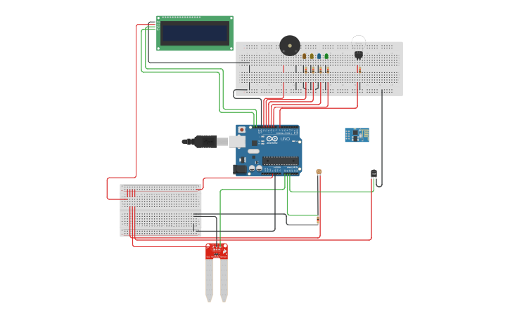 Circuit design Smart Agriculture using IoT - Tinkercad